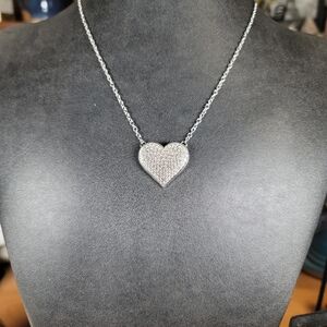 Paparazzi Elegant Silver & Rhinestone Heart Pendant Necklace